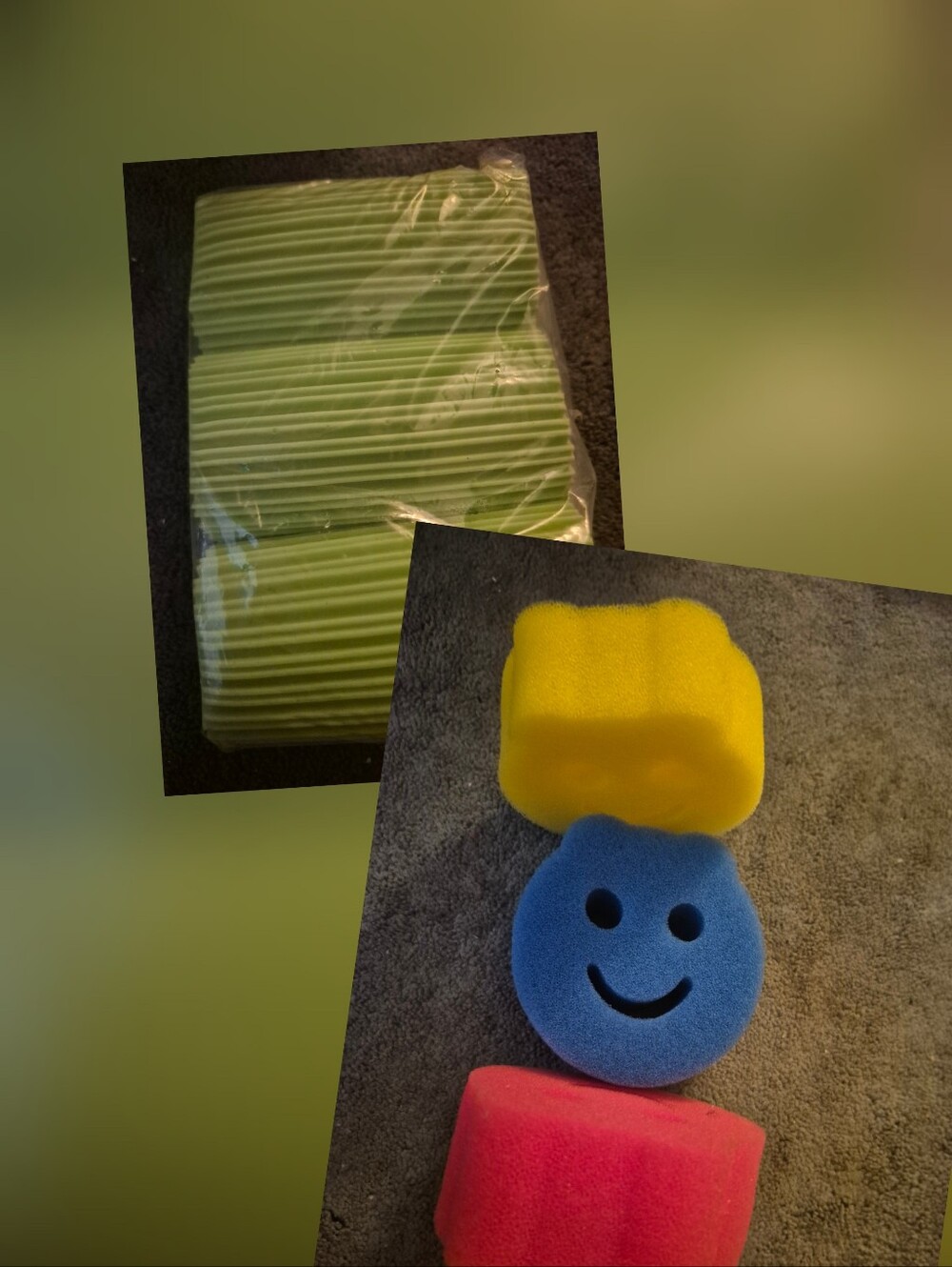 3 Dusting Sponge & 3 Scrubbing Sponge New